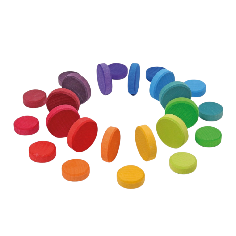 Grimm's Houten Munten Regenboog 24-Delig Grimm's Houten Munten Regenboog 24-Delig