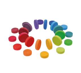 Grimm's Houten Munten Regenboog 24-Delig Grimm's Houten Munten Regenboog 24-Delig