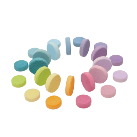 Grimm's Houten Munten Pastel 24-Delig Grimm's Houten Munten Pastel 24-Delig