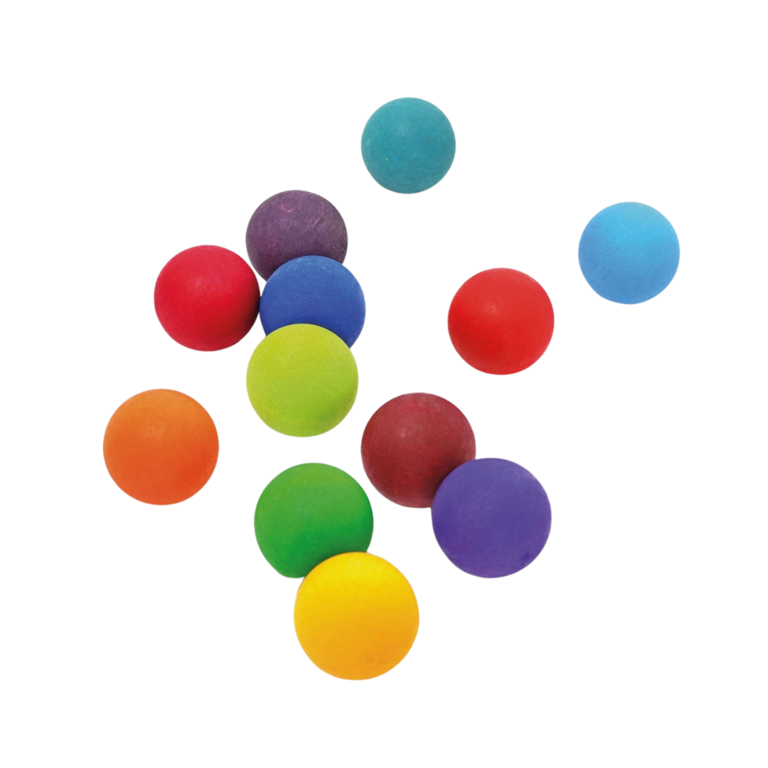 Houten Ballen Regenboog 12 stuks afbeelding