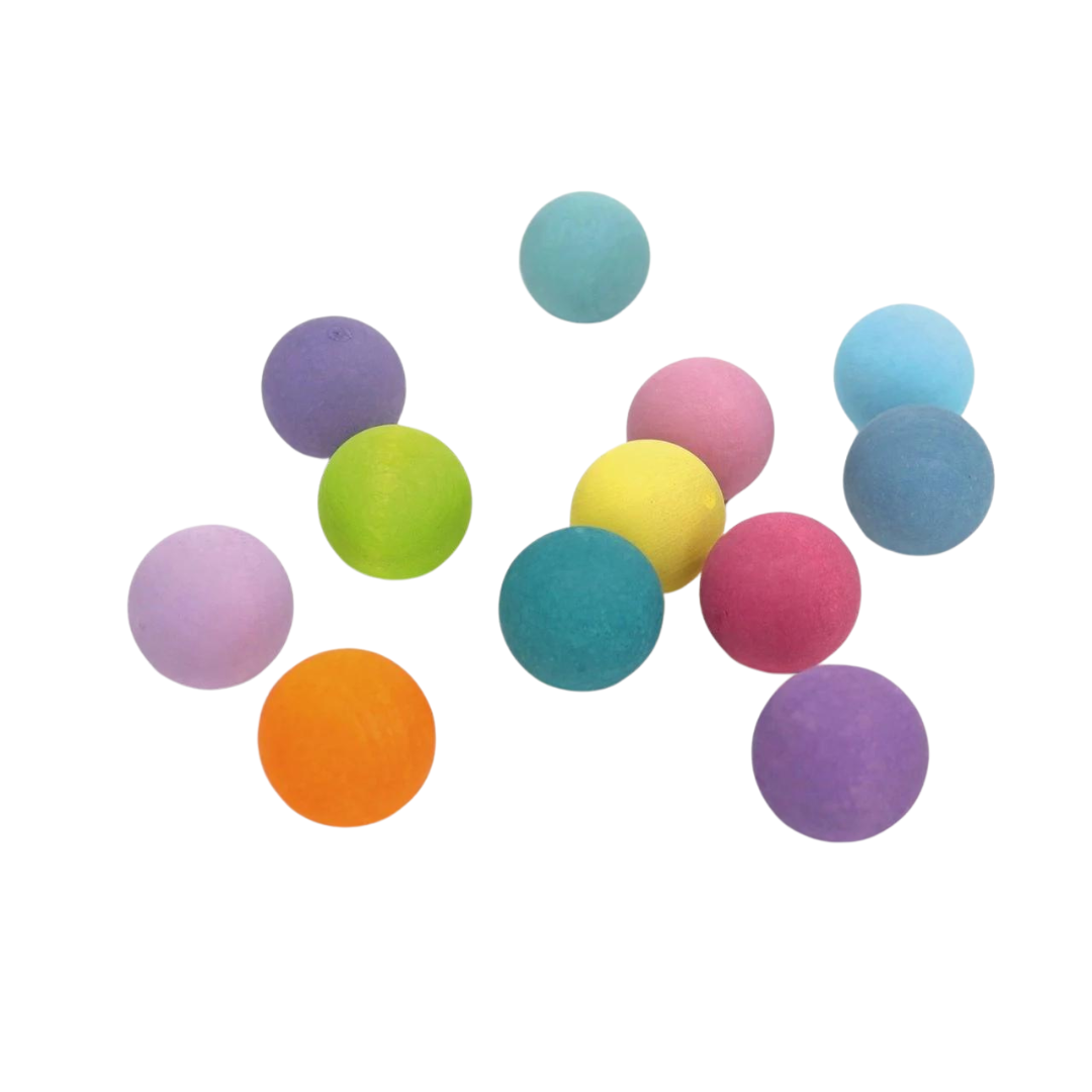 Houten Ballen Pastel 12 stuks afbeelding