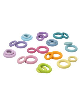 Grimm's Houten Ringen Pastel 24-stuks