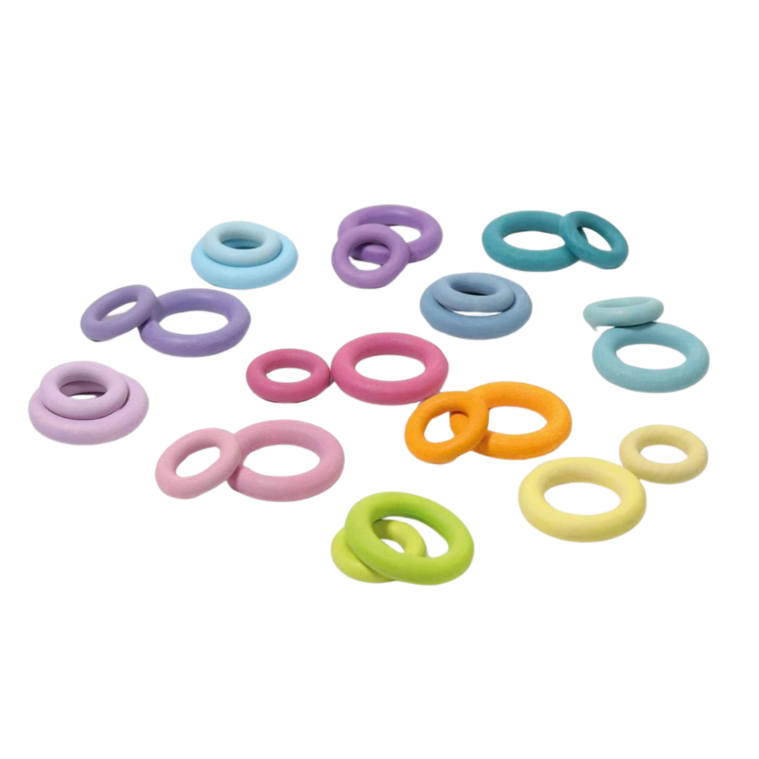 Houten Ringen Pastel 24-stuks afbeelding