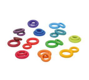 Grimm's Houten Ringen Regenboog 24-stuks Grimm's Houten Ringen Regenboog 24-stuks