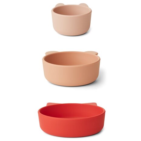 Liewood Siliconen kommetjes Eddie Apple Red  rose multi mix (3st) Liewood Siliconen kommetjes Eddie Apple Red  rose multi mix (3st)