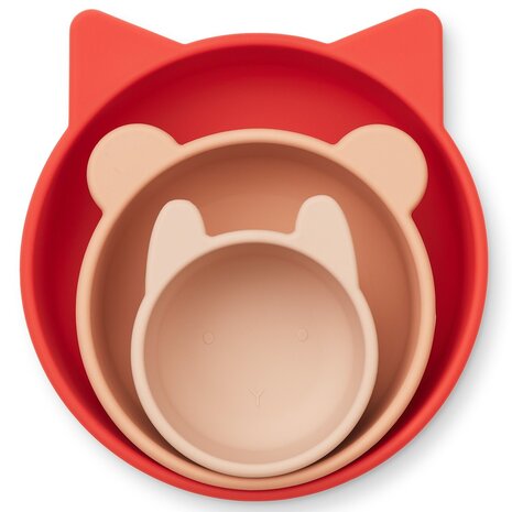 Liewood Siliconen kommetjes Eddie Apple Red  rose multi mix (3st) Liewood Siliconen kommetjes Eddie Apple Red  rose multi mix (3st)