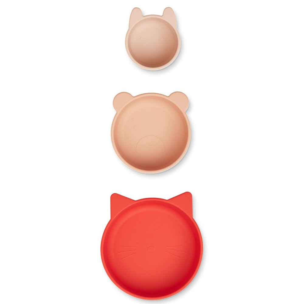 Liewood Siliconen kommetjes Eddie Apple Red  rose multi mix (3st) Liewood Siliconen kommetjes Eddie Apple Red  rose multi mix (3st)