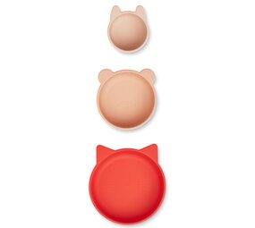 Liewood Siliconen kommetjes Eddie Apple Red  rose multi mix (3st) Liewood Siliconen kommetjes Eddie Apple Red  rose multi mix (3st)