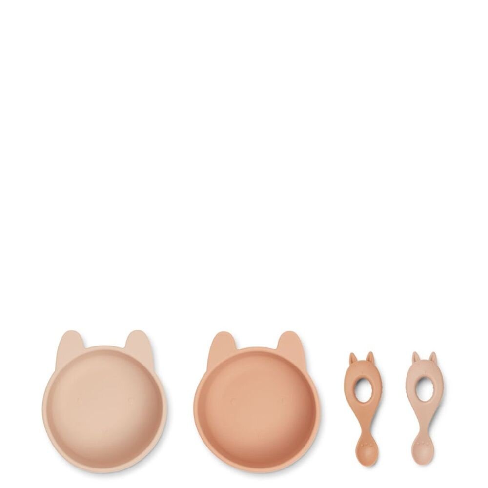 Liewood Siliconen kommetjes met lepel Evan set Rabbit Rose Mix Liewood Siliconen kommetjes met lepel Evan set Rabbit Rose Mix