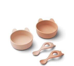 Liewood Siliconen kommetjes met lepel Evan set Rabbit Rose Mix Liewood Siliconen kommetjes met lepel Evan set Rabbit Rose Mix
