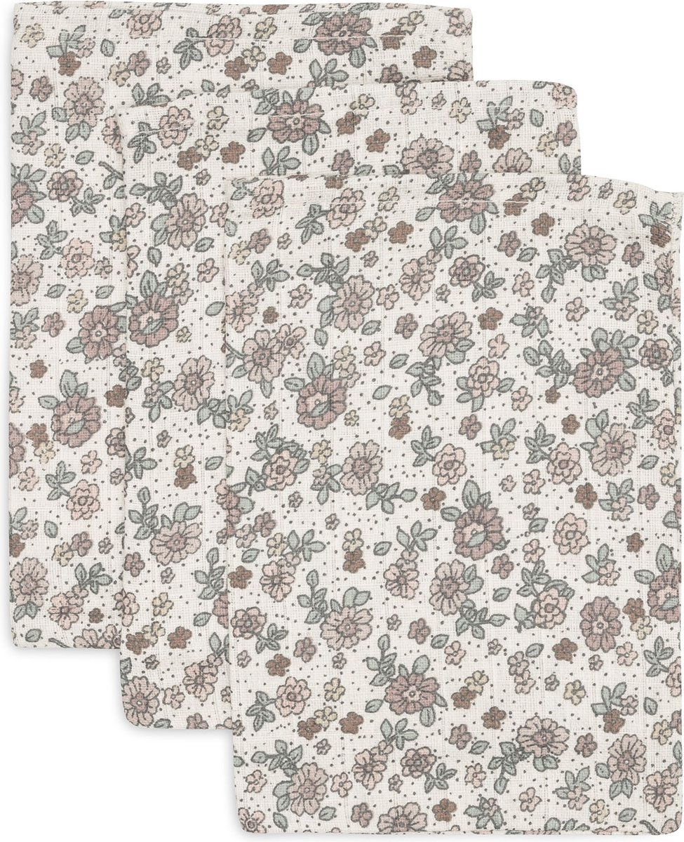 Hydrofiel Washandje 15x20cm Retro Flowers  (3pack) afbeelding