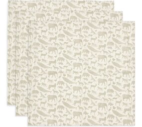 Jollein Hydrofiele Doek Small 70x70cm Animals Olive  Green (3pack) Jollein Hydrofiele Doek Small 70x70cm Animals Olive  Green (3pack)