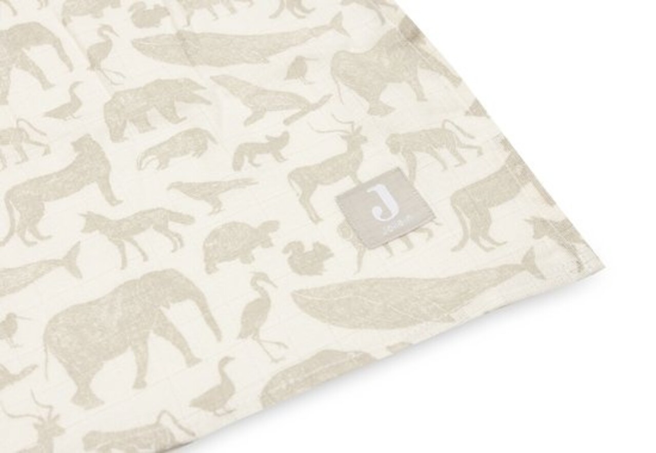 Jollein Hydrofiele Doek Large 115x115cm Animals  Nougat (2pack) Jollein Hydrofiele Doek Large 115x115cm Animals  Nougat (2pack)