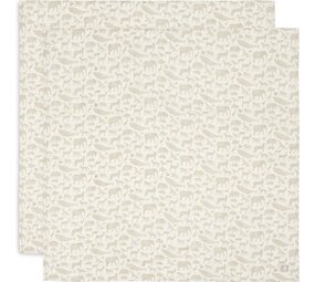 Jollein Hydrofiele Doek Large 115x115cm Animals  Nougat (2pack) Jollein Hydrofiele Doek Large 115x115cm Animals  Nougat (2pack)