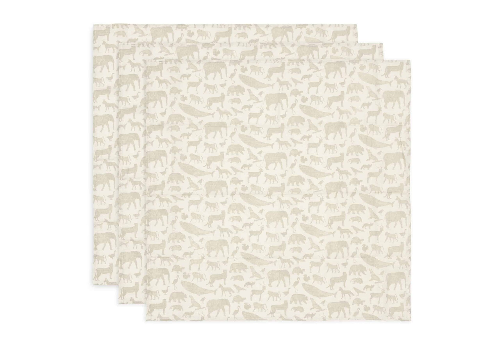 Hydrofiele Doek Small 70x70cm Animals Nougat  (3pack) afbeelding