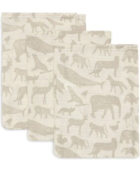 Jollein Hydrofiel Washandje 15x20cm Animals Nougat (3pack)