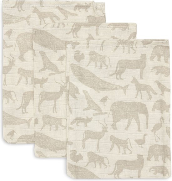 Hydrofiel Washandje 15x20cm Animals Nougat (3pack) afbeelding