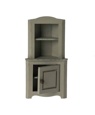 Maileg Muizen Houten hoekkast licht groen Maileg Muizen Houten hoekkast licht groen