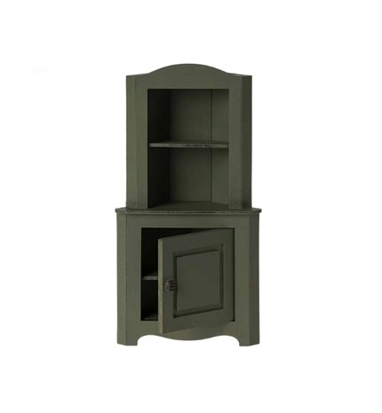 Maileg Muizen Houten hoekkast donker groen Maileg Muizen Houten hoekkast donker groen
