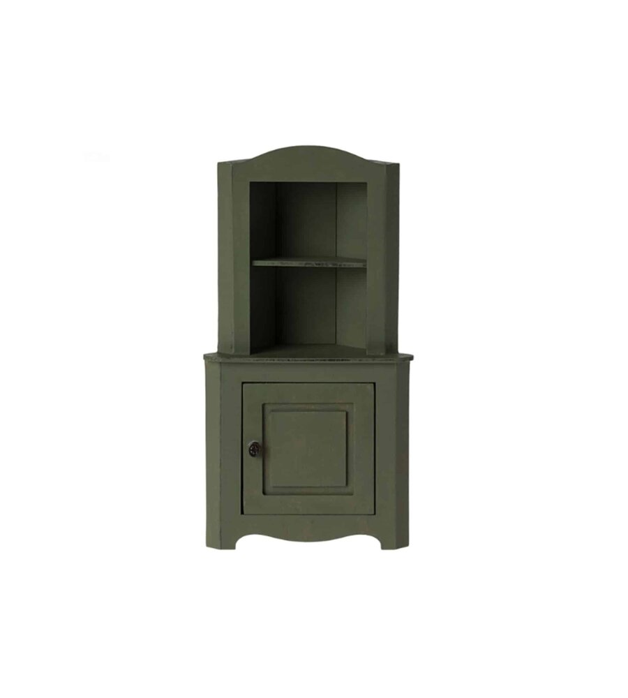 Maileg Miniature Muizen Houten hoekkast donker groen Maileg Miniature Muizen Houten hoekkast donker groen