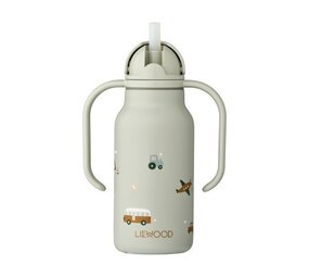 Liewood Drinkfles Kimmie Bottle 250 ml | Vehicles Dove Blue Liewood Drinkfles Kimmie Bottle 250 ml | Vehicles Dove Blue