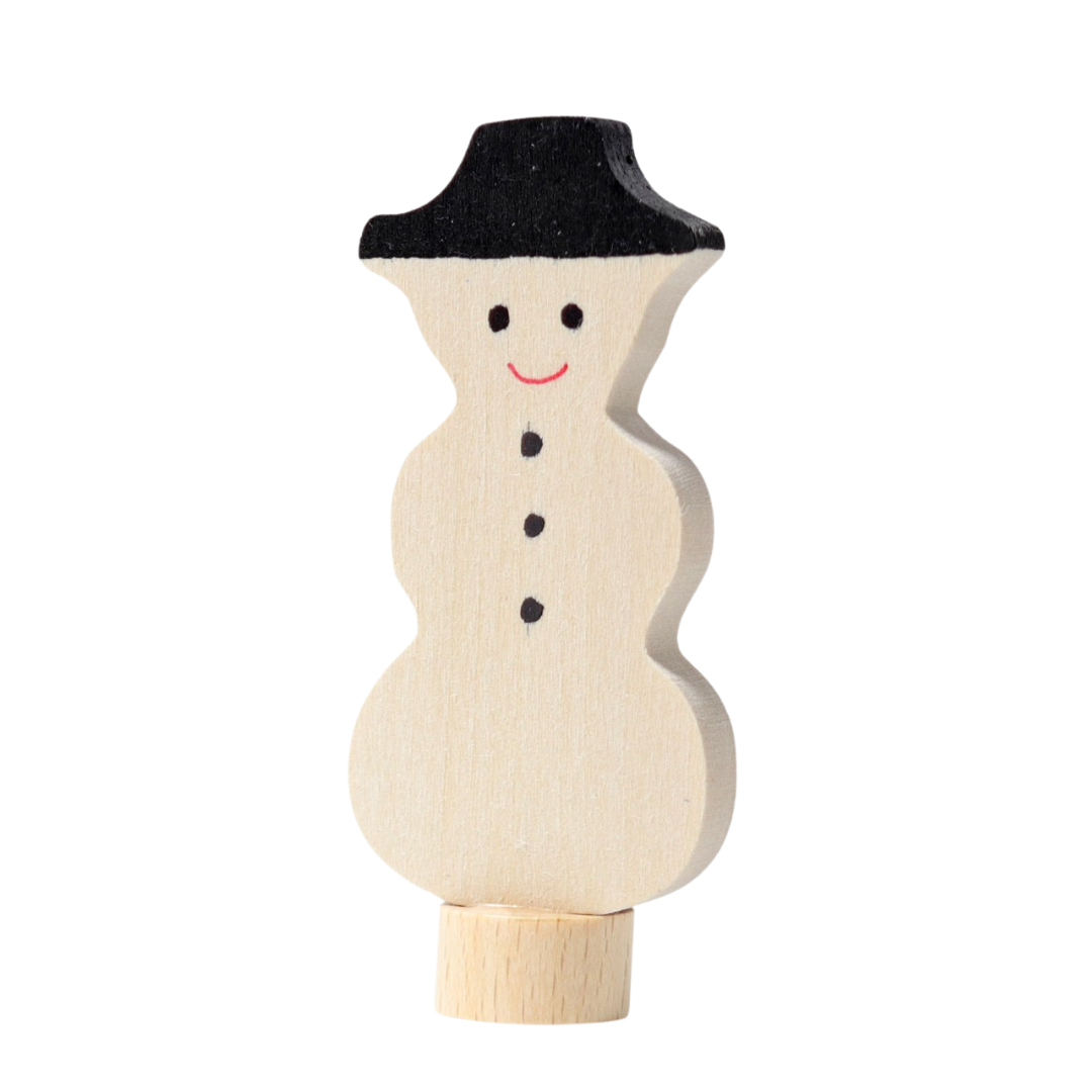 Houten Steker Sneeuwman afbeelding