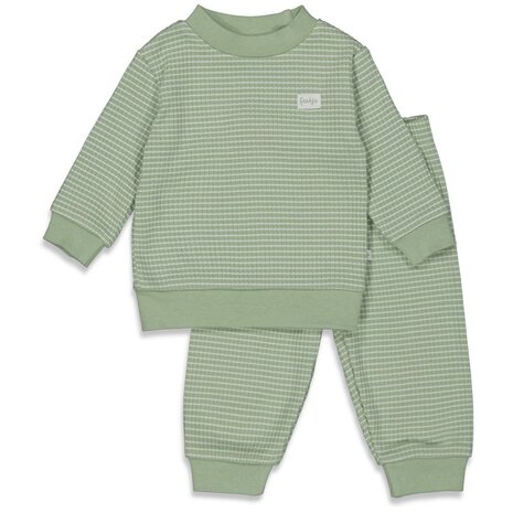 Feetje Pyjama's Pyjama Wafel Groen Melange