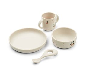 Liewood Vivi Siliconen servies set met print Peach Sea Shell mix Liewood Vivi Siliconen servies set met print Peach Sea Shell mix