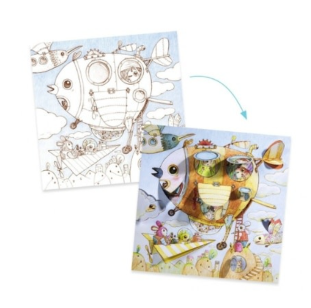 Djeco Kleurplaten met doorkijk deurtjes - De Reis van Malo Djeco Kleurplaten met doorkijk deurtjes - De Reis van Malo