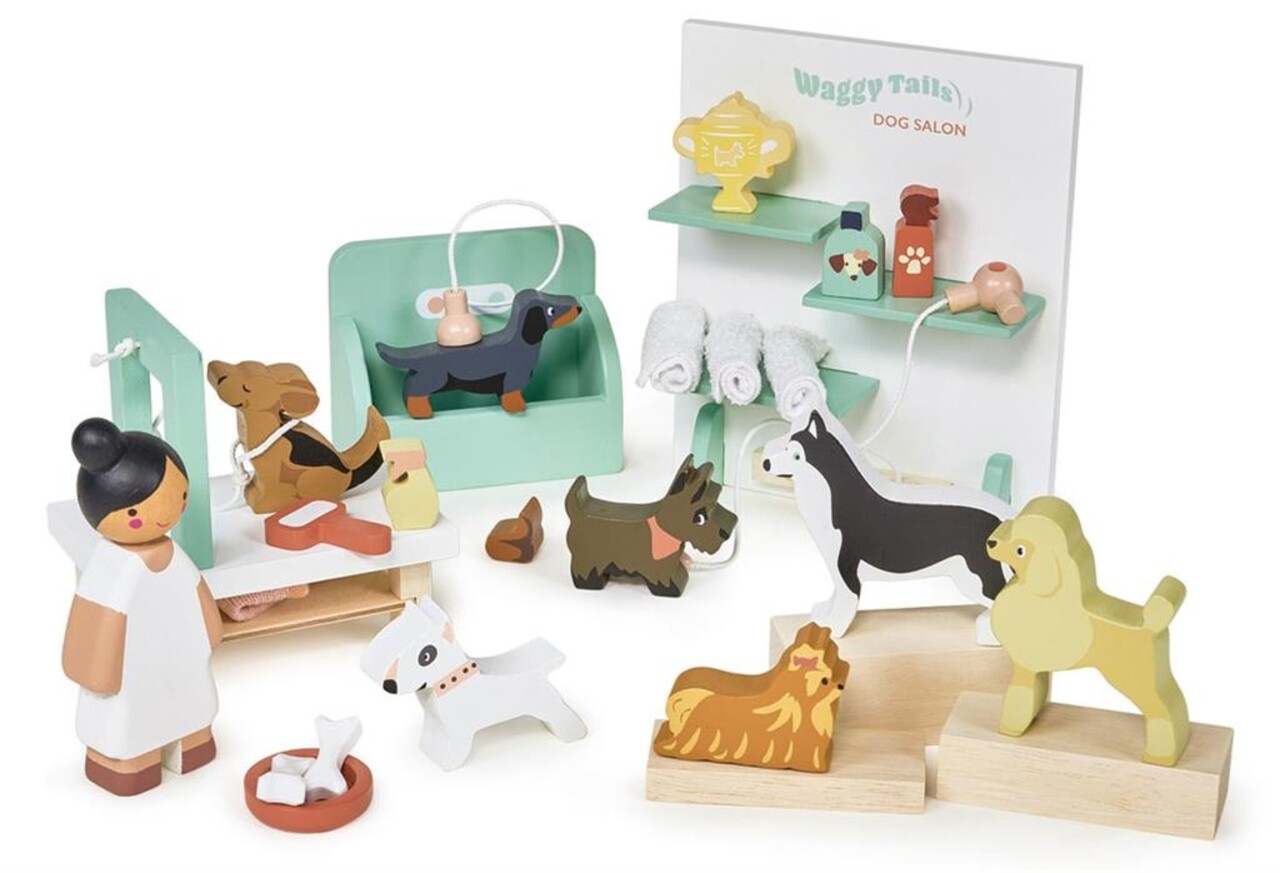 Tender Leaf Toys Houten Hondentrimsalon Waggy Tails Tender Leaf Toys Houten Hondentrimsalon Waggy Tails