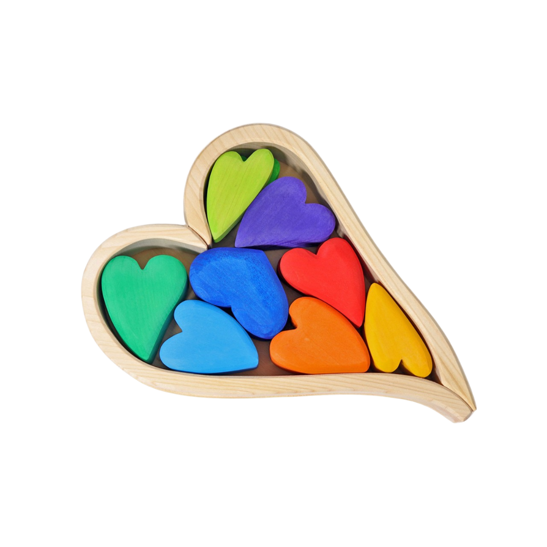 Houten Blokkenset Regenboog Hart afbeelding