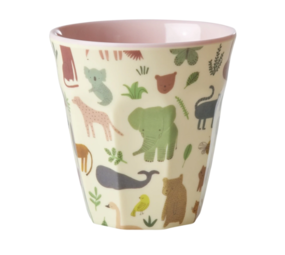 Rice Melamine Beker Sweet Jungle Pink Medium Rice Melamine Beker Sweet Jungle Pink Medium