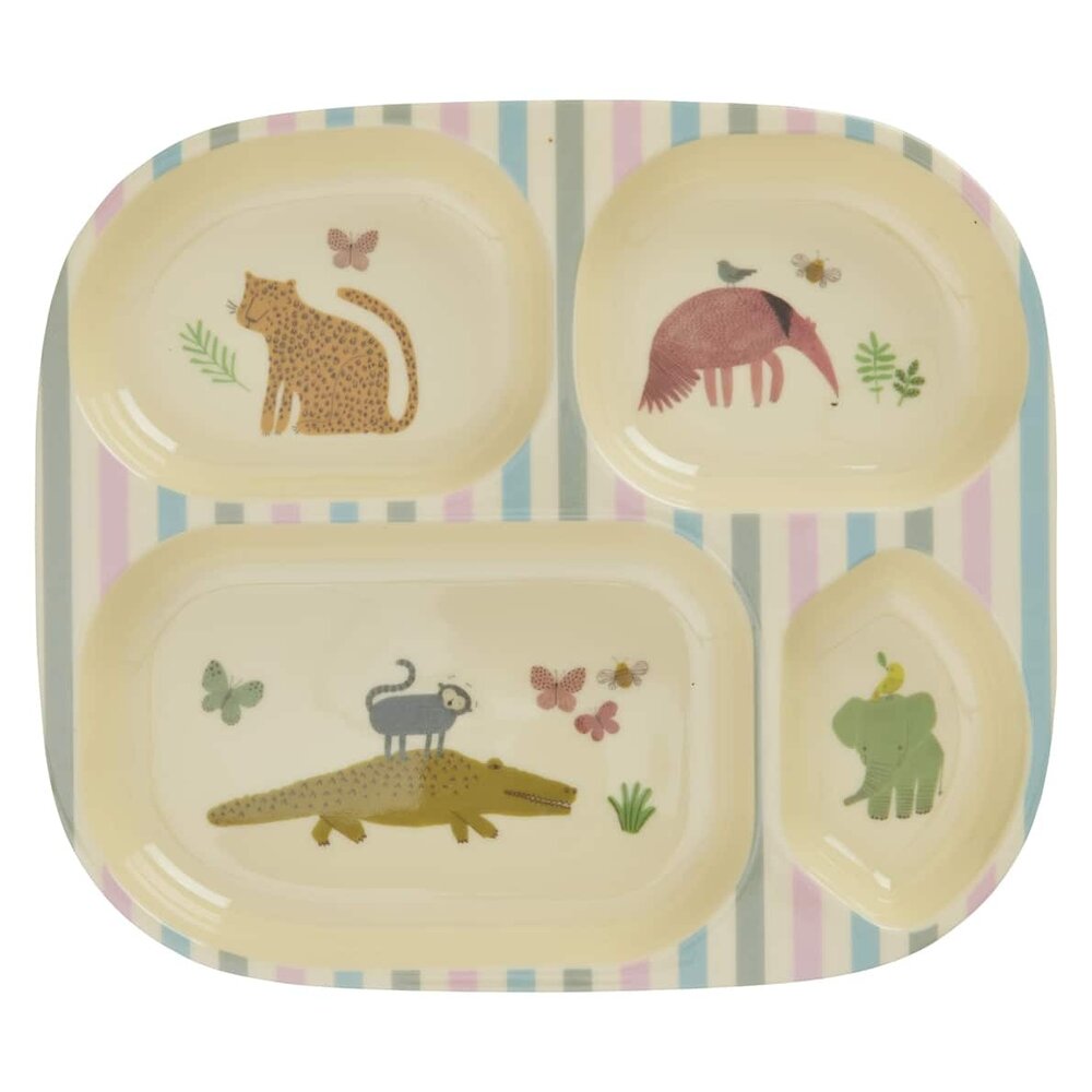 Rice Melamine Kinderbord met 4 compartimenten Sweet Jungle