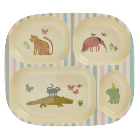 Rice Melamine Kinderbord met 4 compartimenten Sweet Jungle