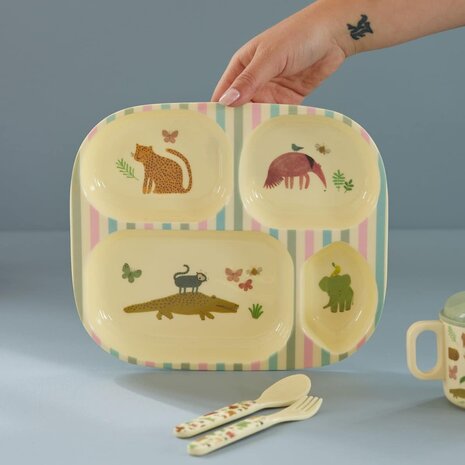 Rice Melamine Kinderbord met 4 compartimenten Sweet Jungle