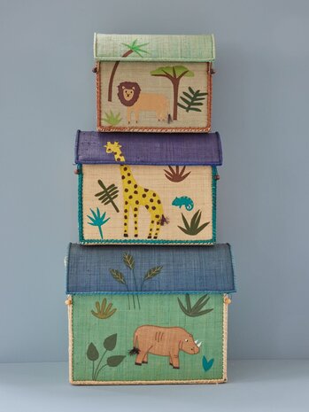 Rice Raffia Opbergmand Jungle Animals Rice Raffia Opbergmand Jungle Animals