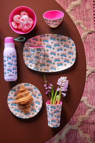 Rice Melamine Kinderbordje Pink Cars Rice Melamine Kinderbordje Pink Cars