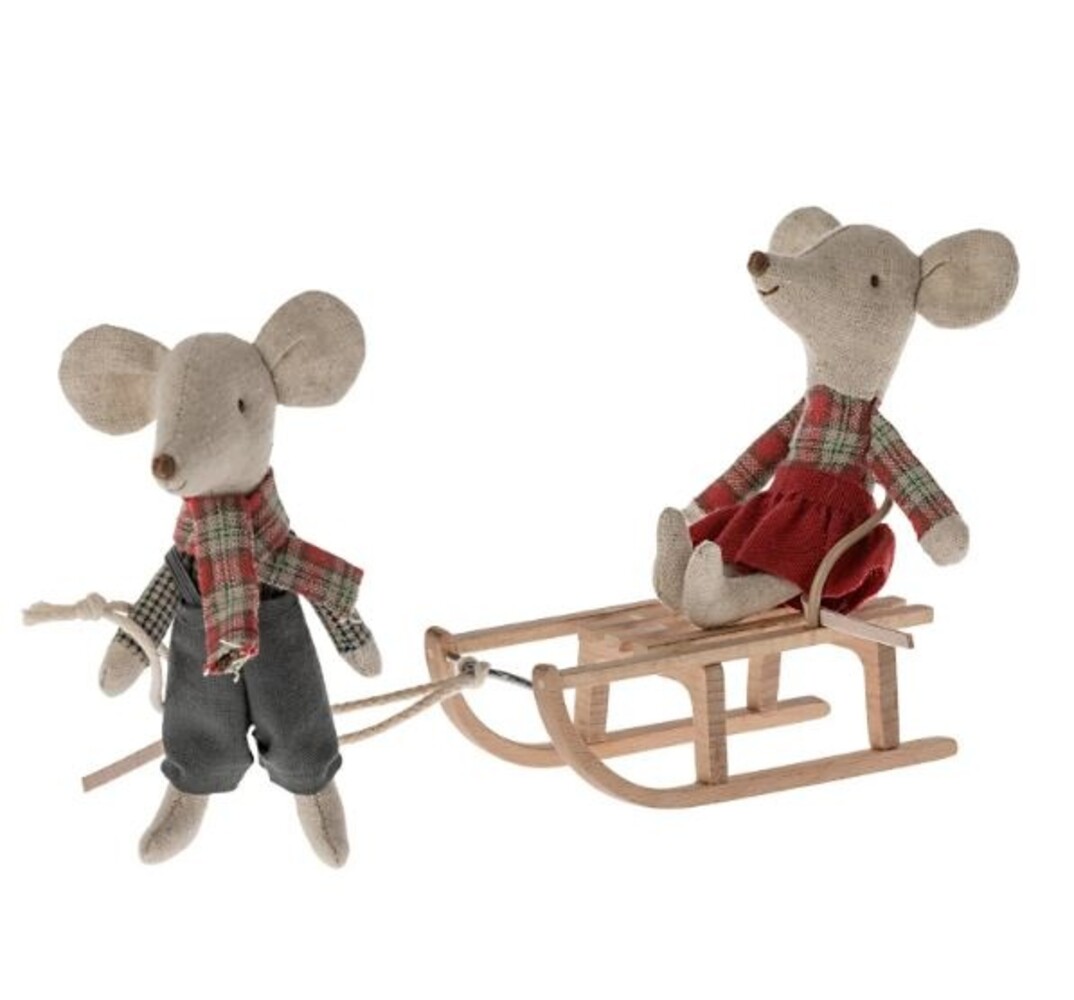Maileg Muizen  Houten Slee Maileg Muizen  Houten Slee