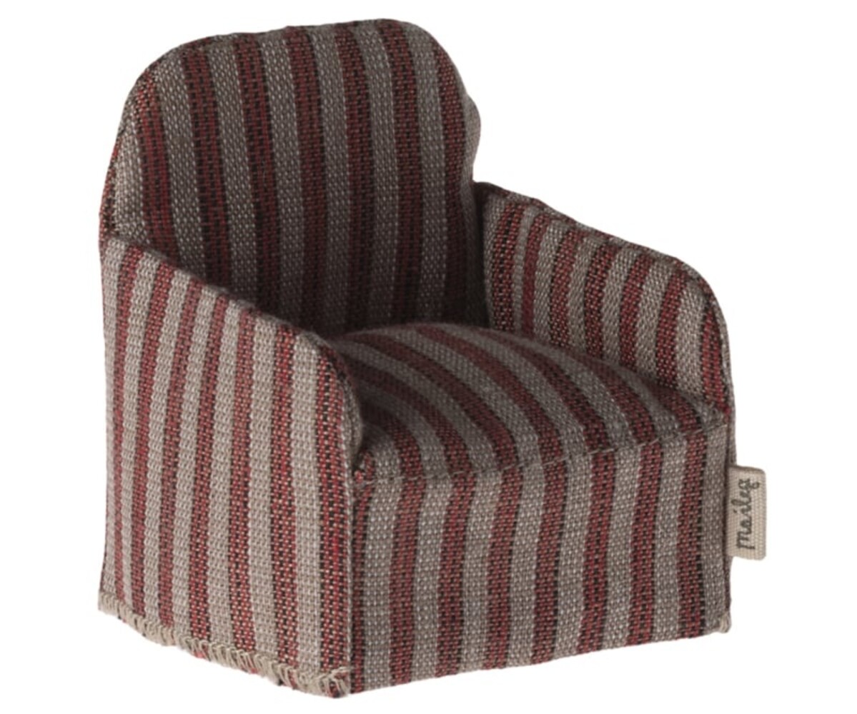 Maileg Muizen Fauteuil Stoel Rood Gestreept Maileg Muizen Fauteuil Stoel Rood Gestreept