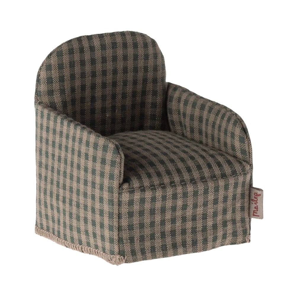 Muizen Fauteuil Stoel Groen Geruit afbeelding