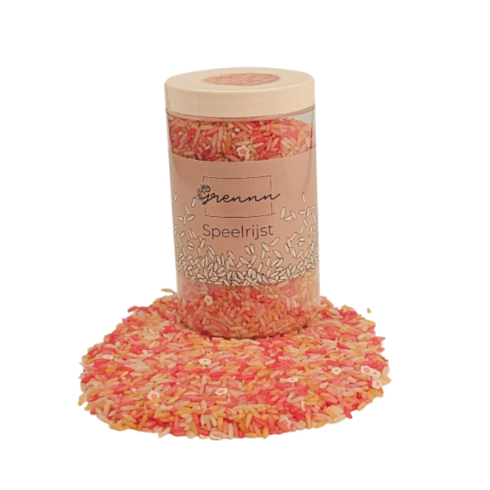 Grennn Speelrijst Pink Flower mix - 750 gram Grennn Speelrijst Pink Flower mix - 750 gram