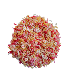 Grennn Speelrijst Pink Flower mix - 750 gram Grennn Speelrijst Pink Flower mix - 750 gram