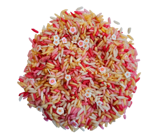 Grennn Speelrijst Pink Flower mix - 750 gram Grennn Speelrijst Pink Flower mix - 750 gram