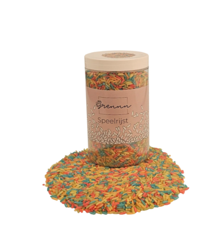 Grennn Speelrijst Regenboog mix - 750 gram Grennn Speelrijst Regenboog mix - 750 gram