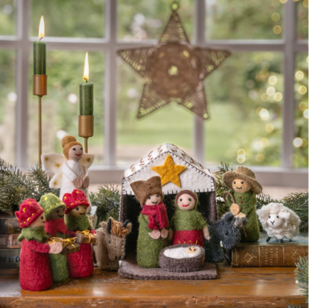 Sjaal met Verhaal Kerststal Rood Groen Sjaal met Verhaal Kerststal Rood Groen