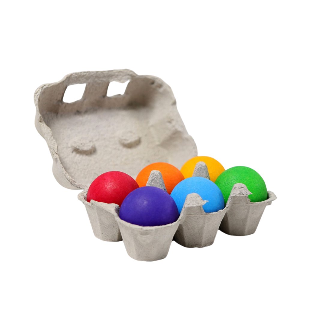 Houten Ballen Regenboog Set van 6 Stuks afbeelding
