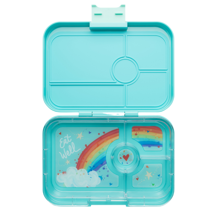 Yumbox Panino 4 vakken Misty Aqua Rainbow tray afbeelding