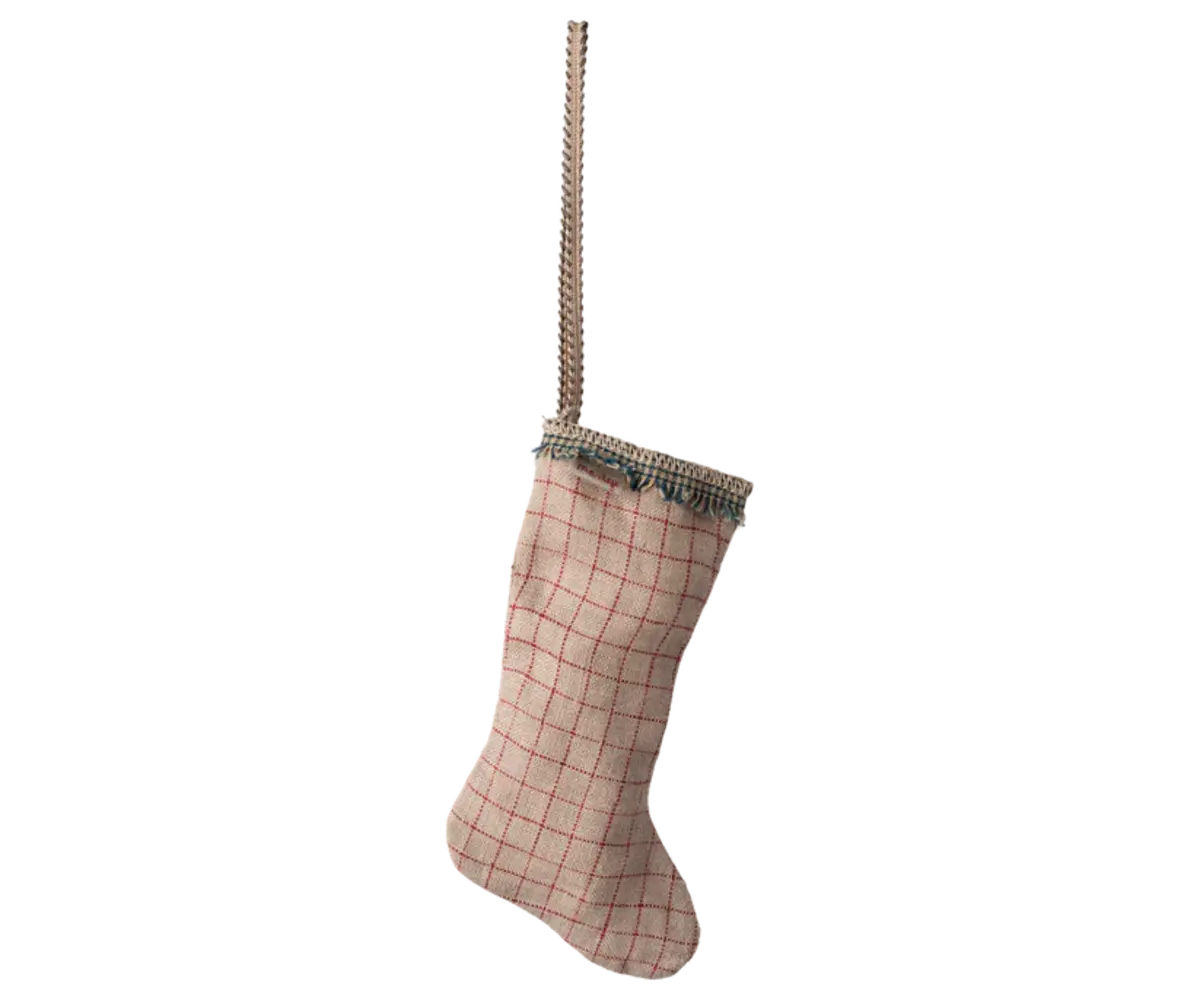Maileg Kersthanger Stocking Oranament Checker Sand Maileg Kersthanger Stocking Oranament Checker Sand