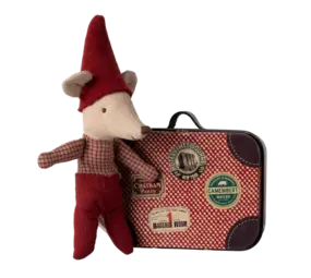 Maileg Knuffel kerst muis Baby in Suitcase Maileg Knuffel kerst muis Baby in Suitcase