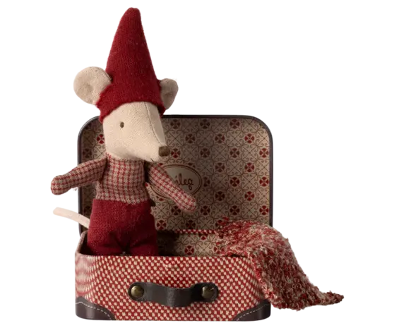 Maileg Knuffel kerst muis Baby in Suitcase Maileg Knuffel kerst muis Baby in Suitcase